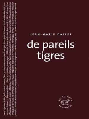 cover image of De pareils tigres
